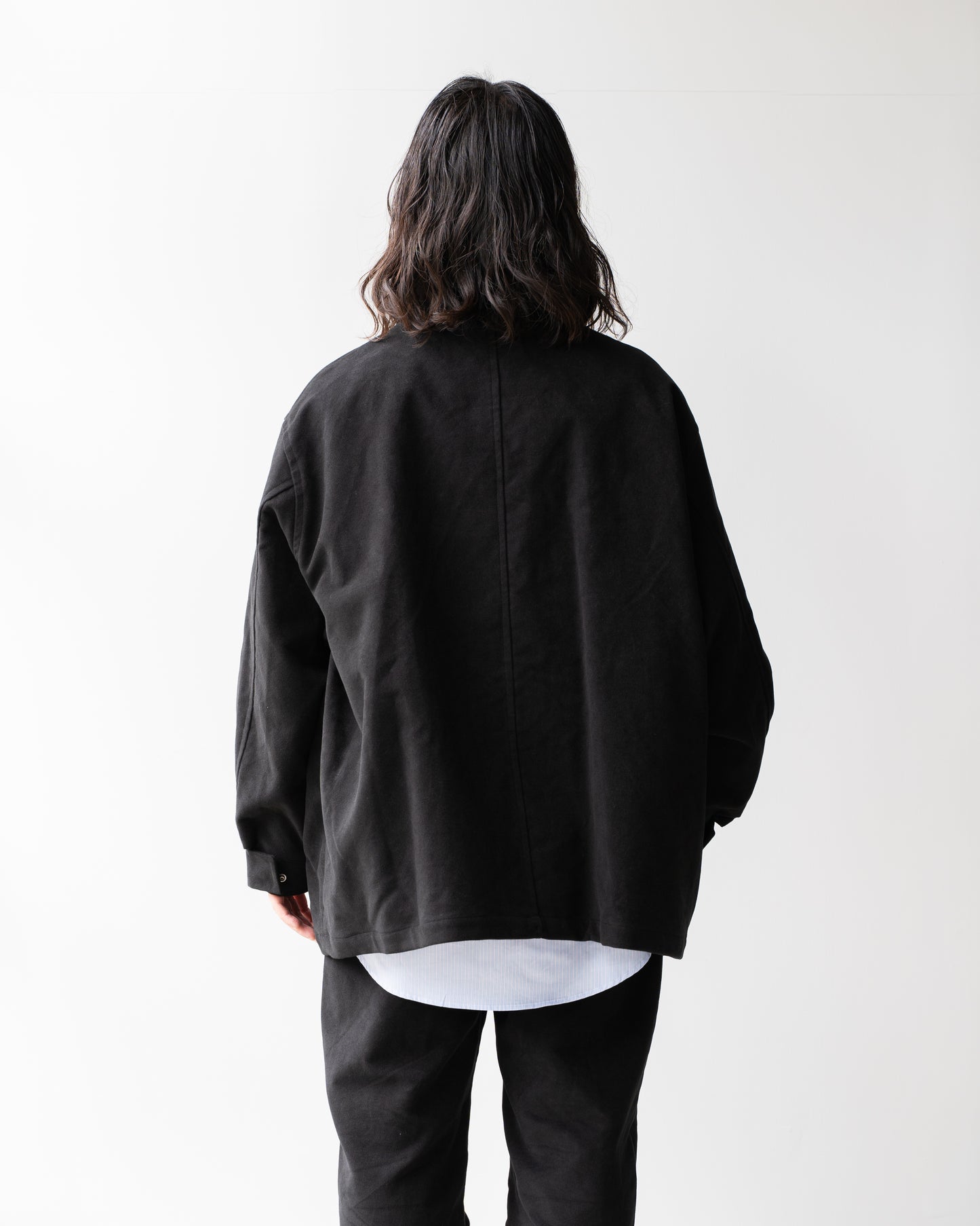 BRITISH MOLESKIN HARRINGTON JACKET - BLACK