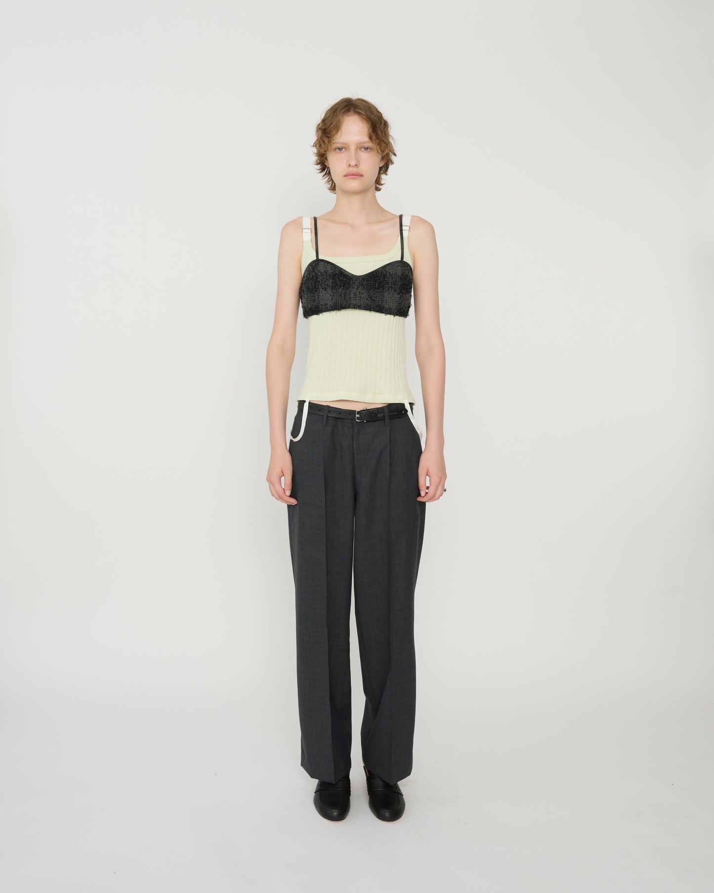 WOOL TROPICAL LOW WAIST TROUSER - CHARCOAL