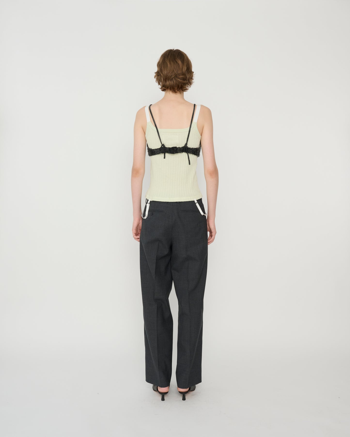 WOOL TROPICAL LOW WAIST TROUSER - CHARCOAL