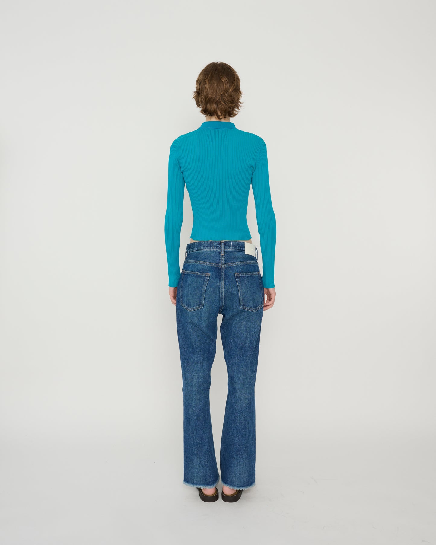 16G RIB DOUBLE ZIP CARDIGAN - AQUA BLUE