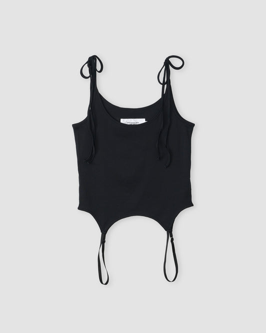 COTTON UP DOWN RIBBON CAMISOLE - BLACK