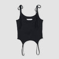 COTTON UP DOWN RIBBON CAMISOLE - BLACK