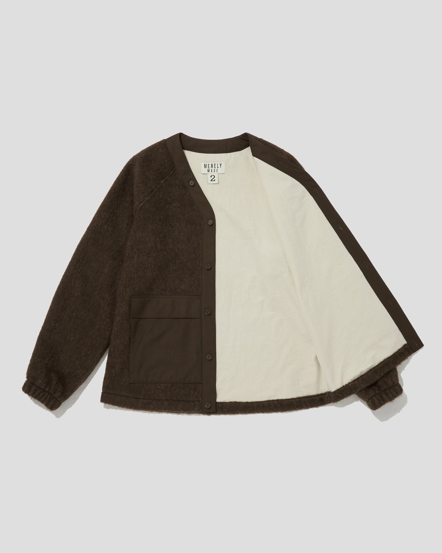 WOOL BLEND MELTON BERKUT CARDIGAN - VAN DYKE BROWN