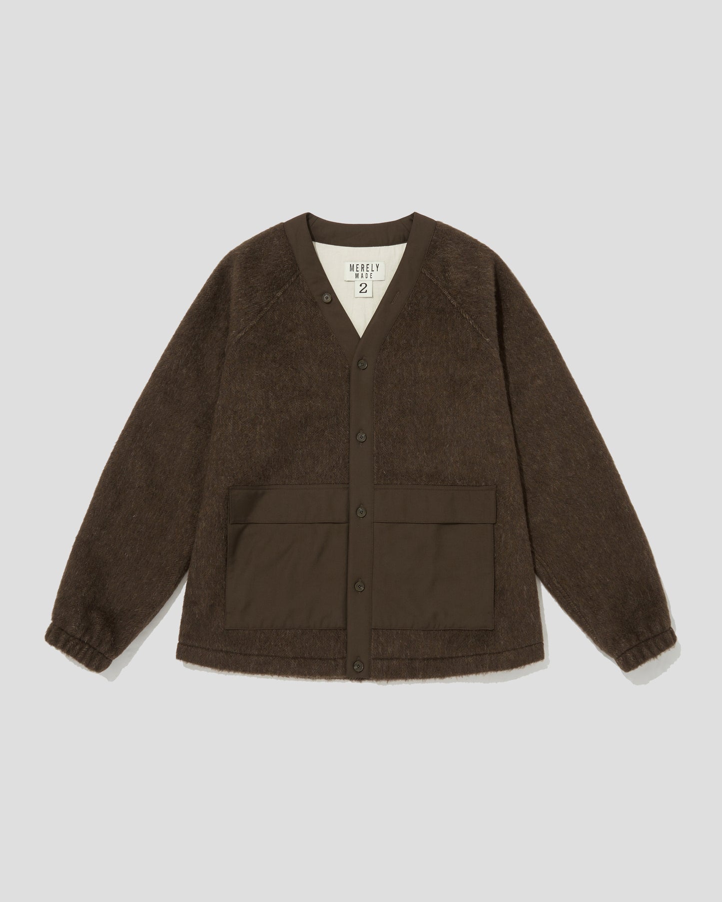 WOOL BLEND MELTON BERKUT CARDIGAN - VAN DYKE BROWN
