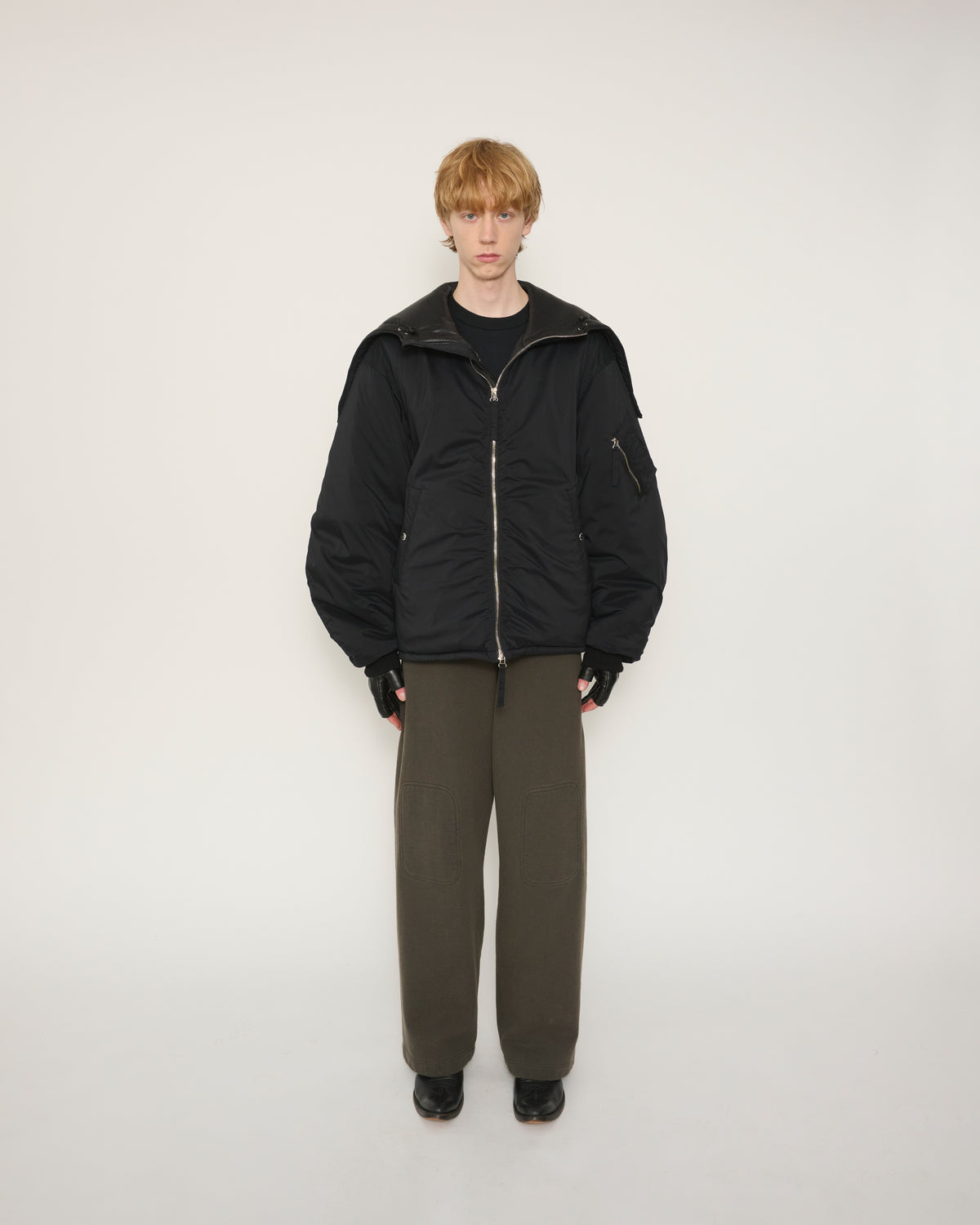 40D NYLON TAFFETA TACTICAL ZIP BLOUSON - BLACK
