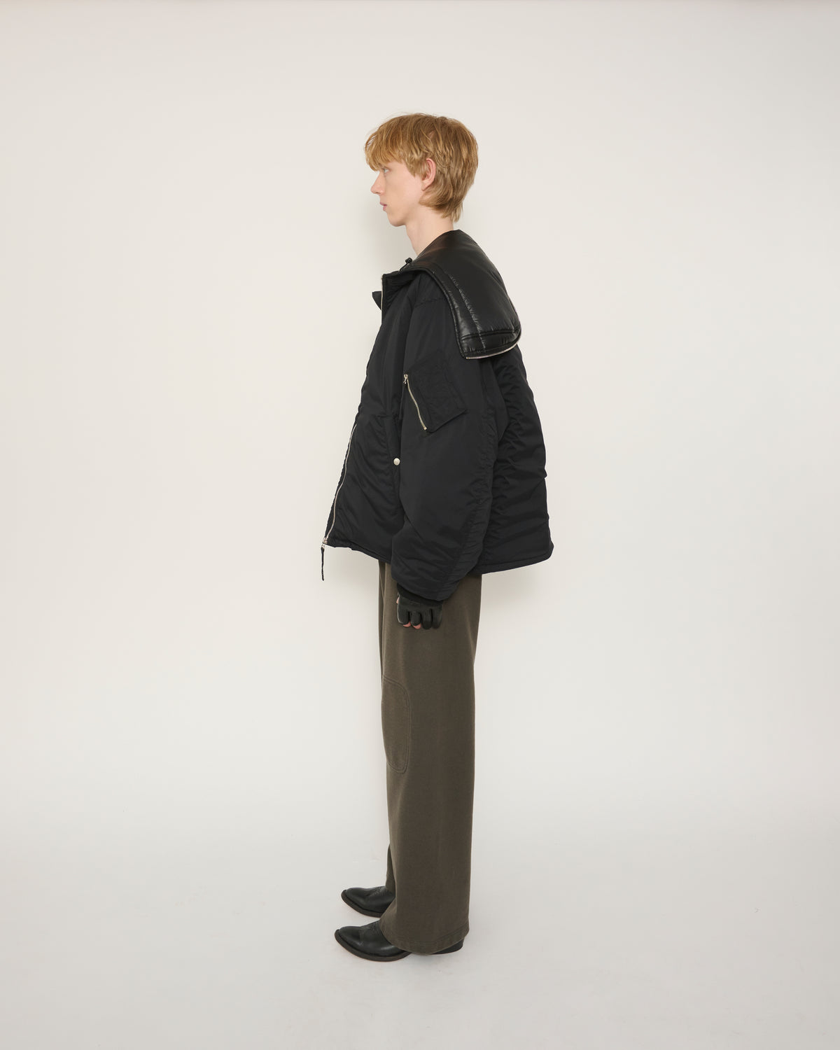 40D NYLON TAFFETA TACTICAL ZIP BLOUSON - BLACK