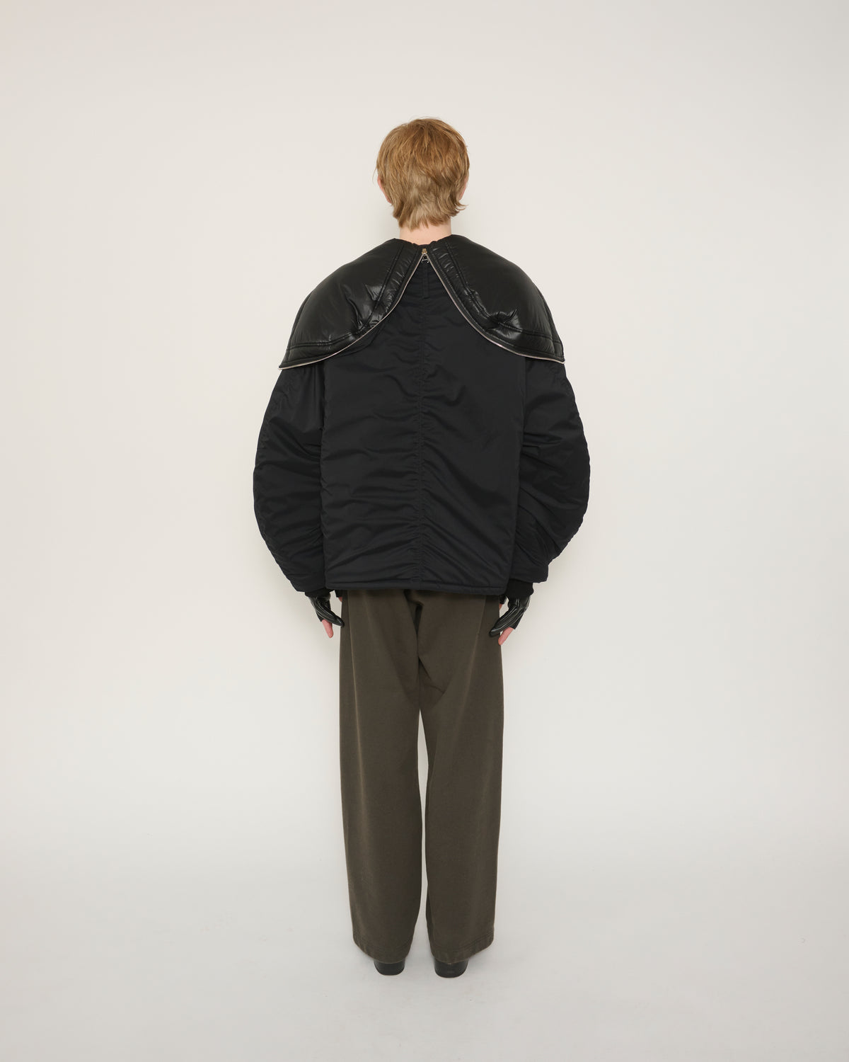 40D NYLON TAFFETA TACTICAL ZIP BLOUSON - BLACK