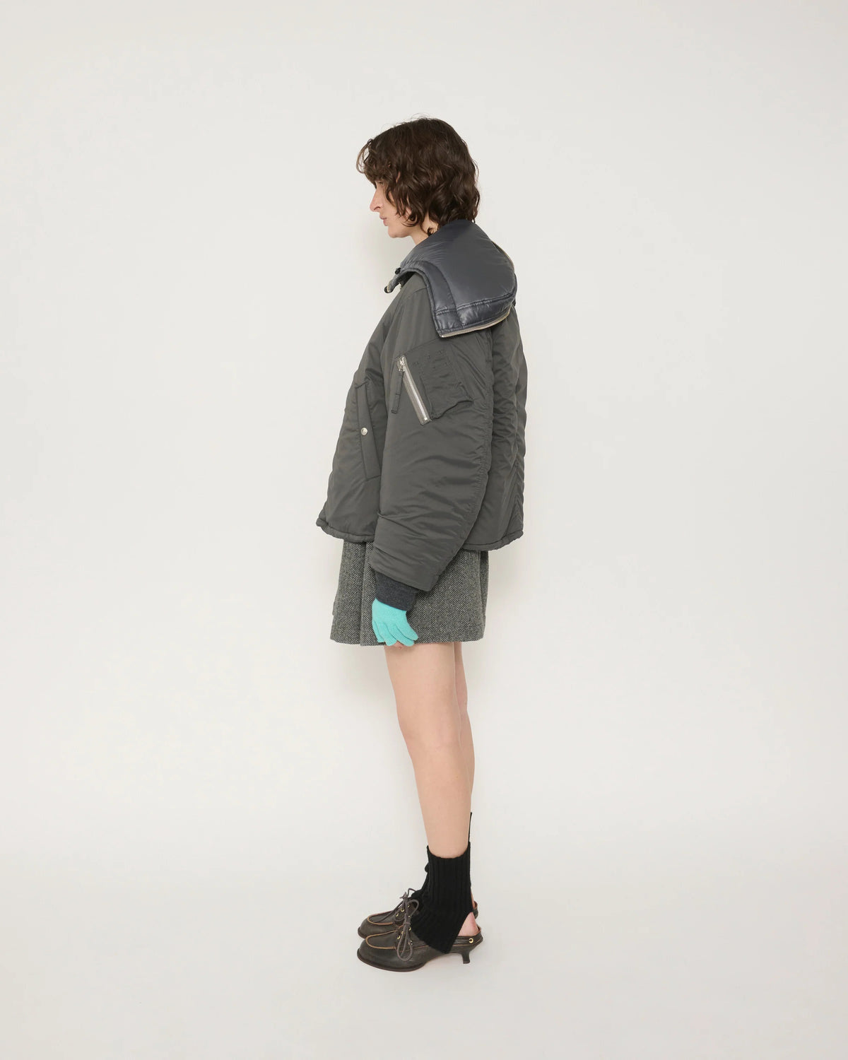 40D NYLON TAFFETA TACTICAL ZIP BLOUSON - BLACK