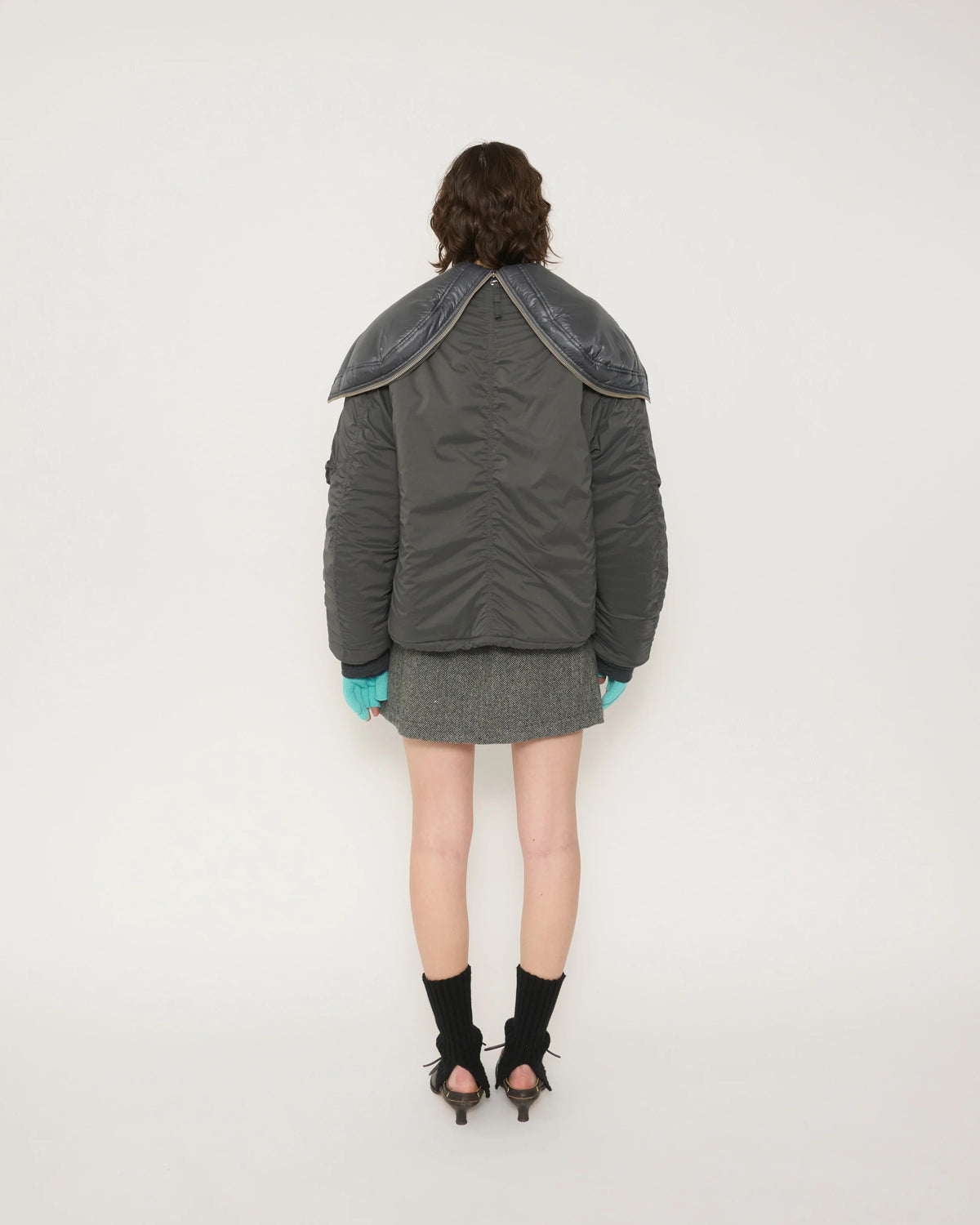 40D NYLON TAFFETA TACTICAL ZIP BLOUSON - BLACK