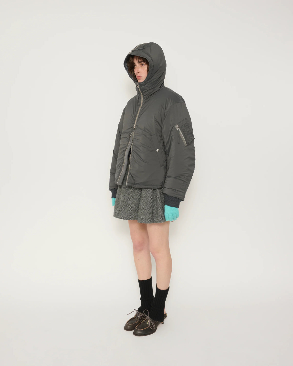40D NYLON TAFFETA TACTICAL ZIP BLOUSON - BLACK