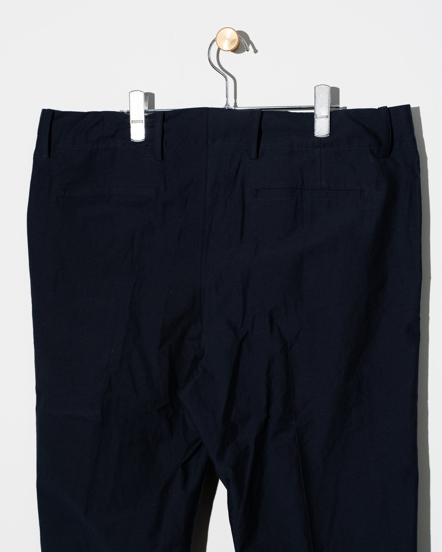 COTTON SILK BELTLESS PANTS - NAVY