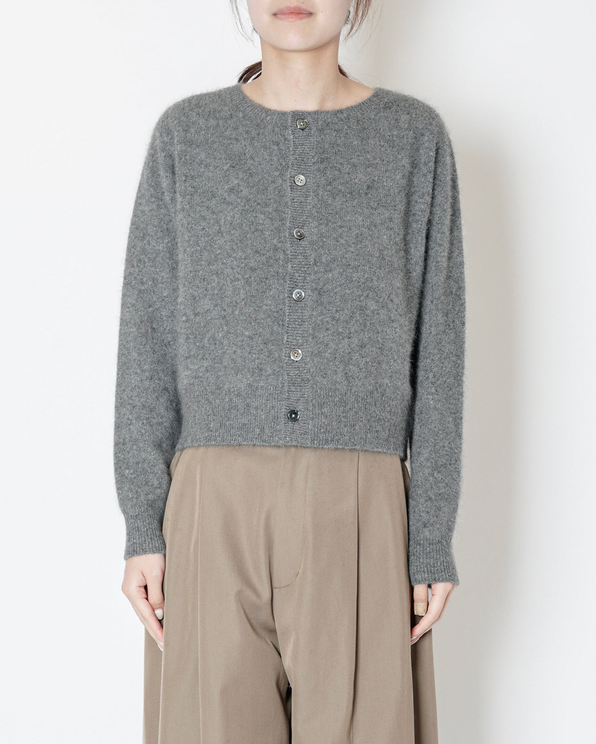 FOX WOOL KNIT CARDIGAN - GRAY