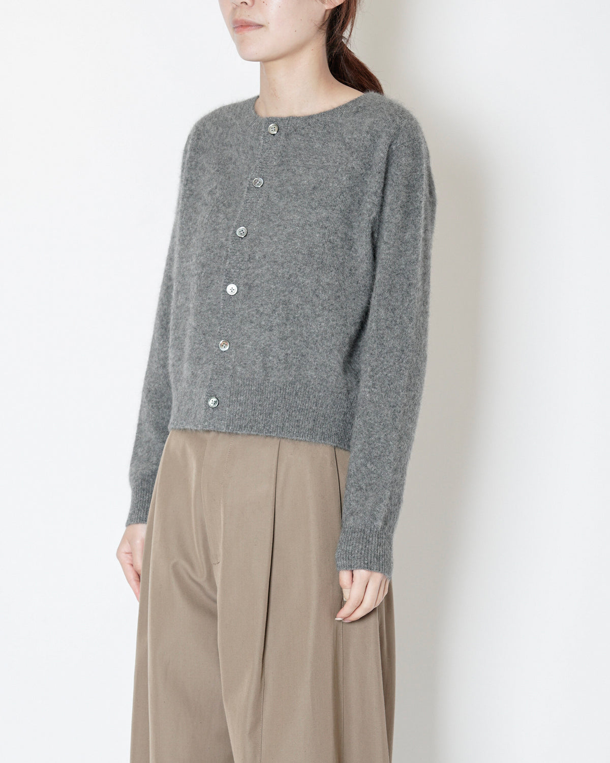 FOX WOOL KNIT CARDIGAN - GRAY