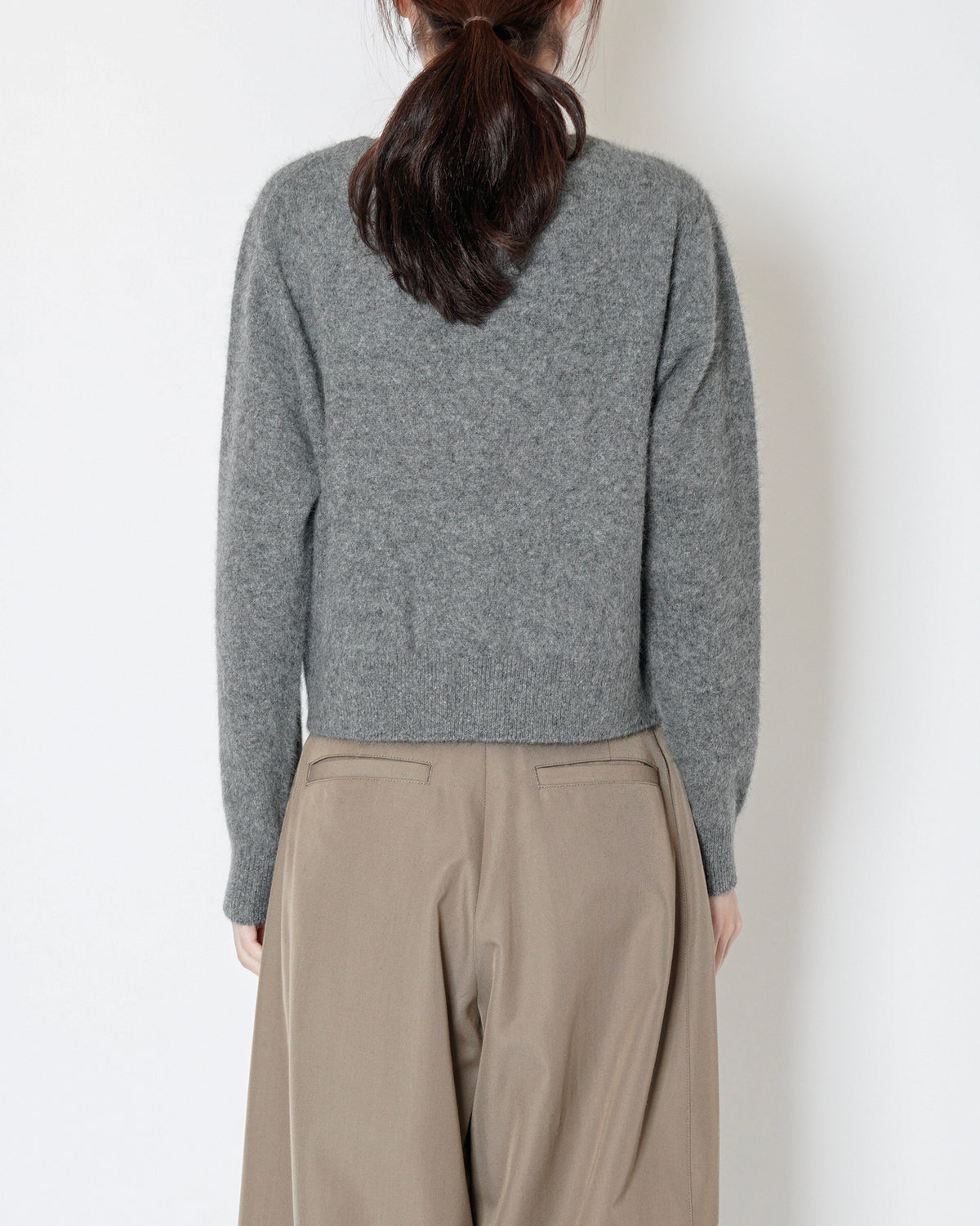 FOX WOOL KNIT CARDIGAN - GRAY