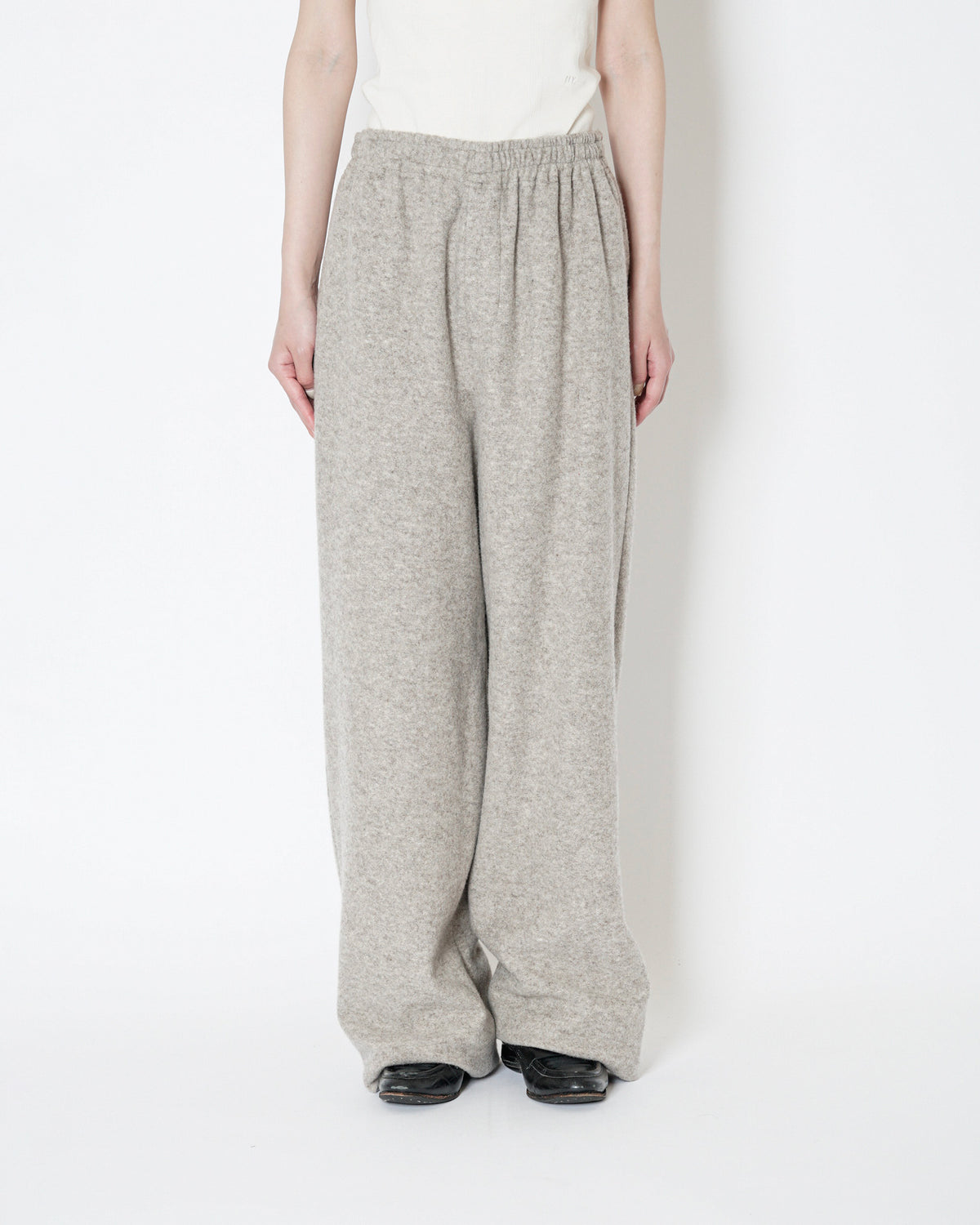 WOOL JERSEY EASY PANTS - BEIGE