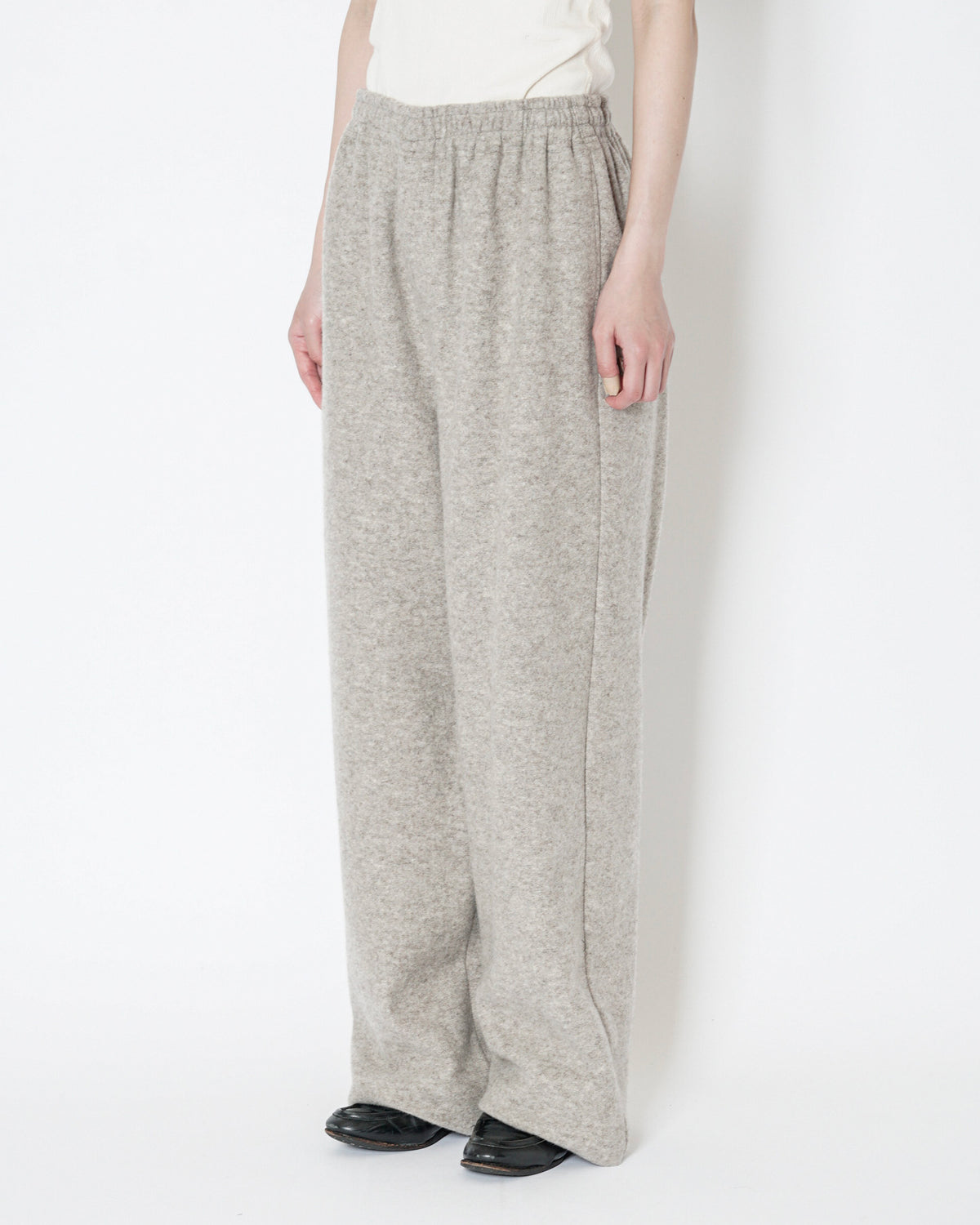 WOOL JERSEY EASY PANTS - BEIGE