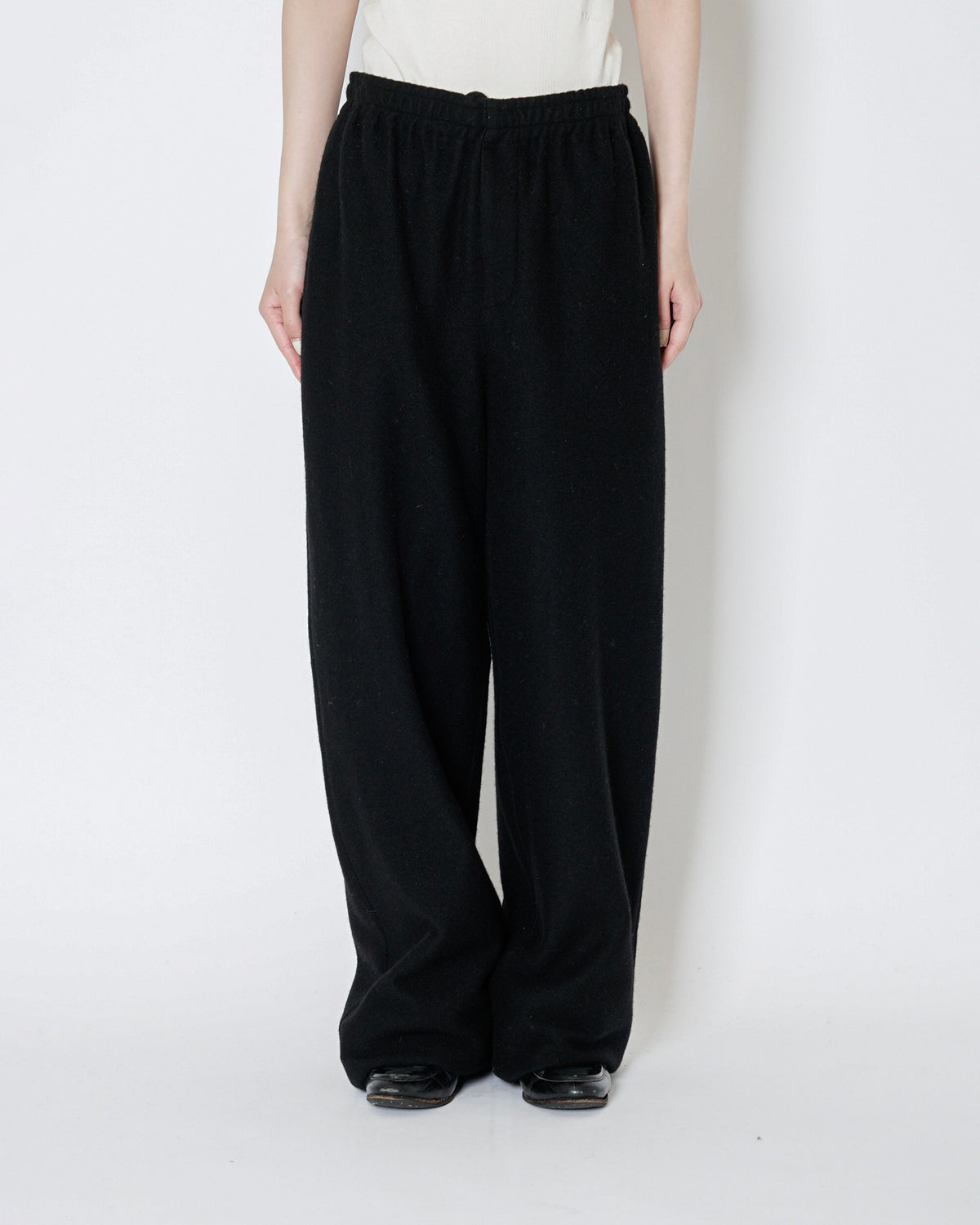 WOOL JERSEY EASY PANTS - BLACK