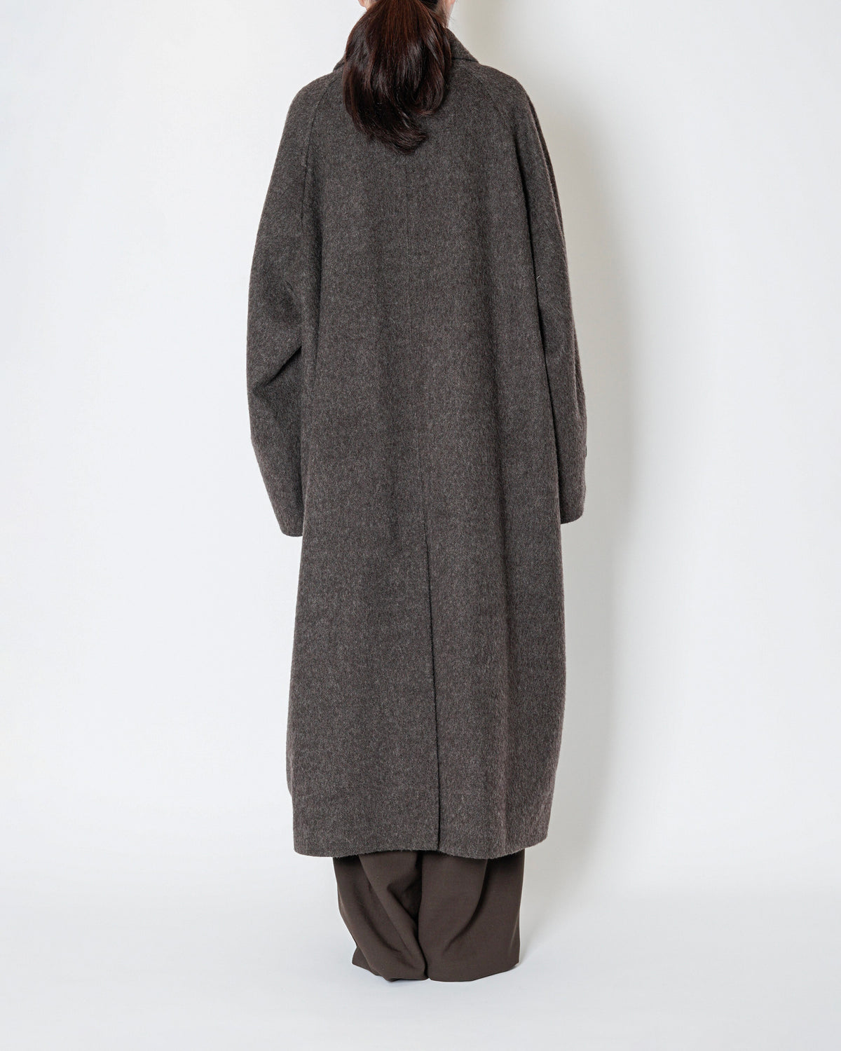 SINGLE BREASTED WOOL COAT - BROWN