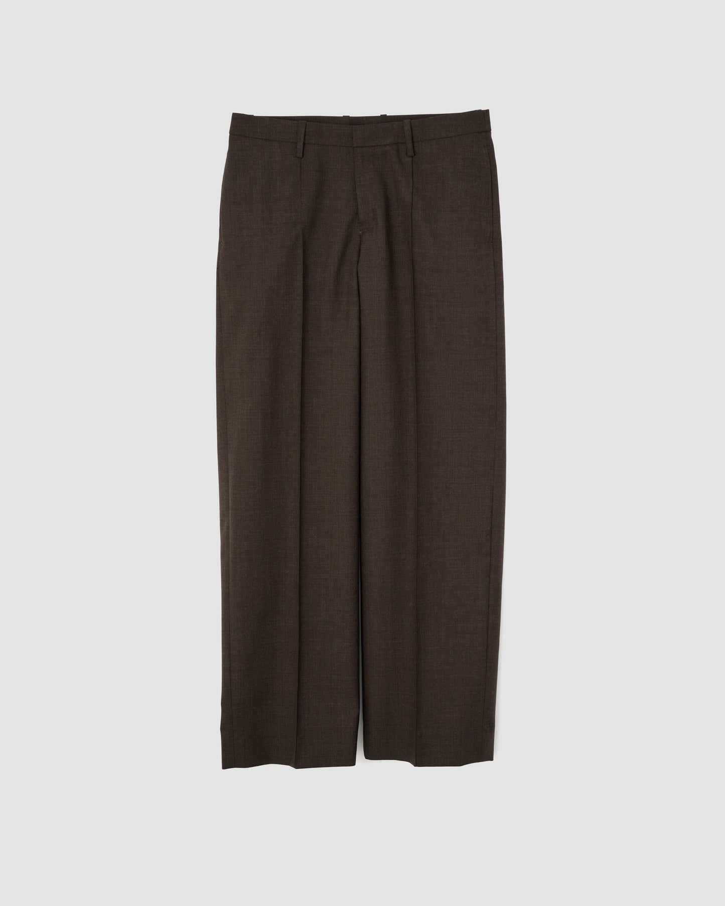 WOOL TROPICAL LOW WAIST TROUSER - BROWN