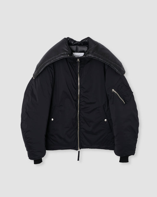 40D NYLON TAFFETA TACTICAL ZIP BLOUSON - BLACK