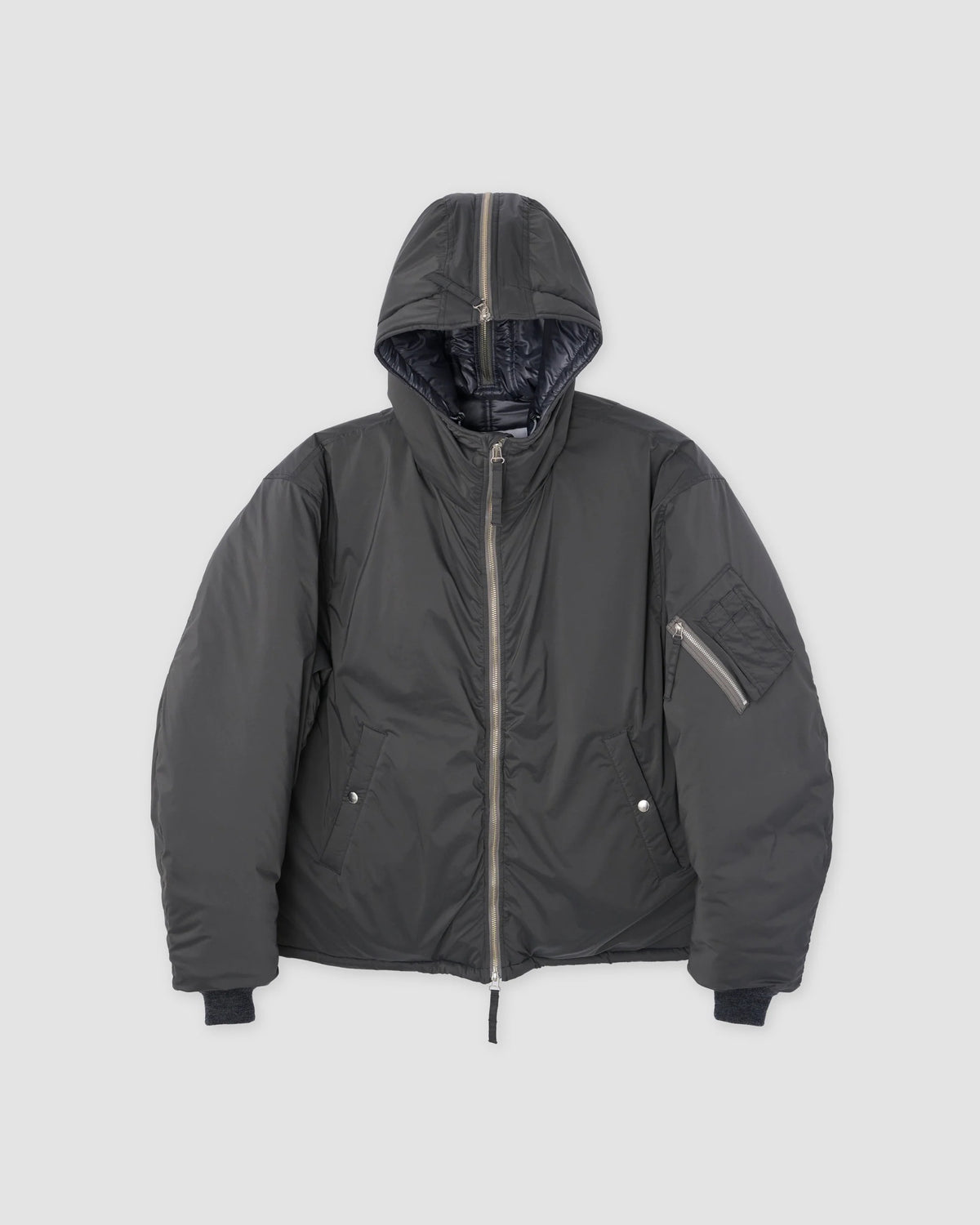 40D NYLON TAFFETA TACTICAL ZIP BLOUSON - BLACK