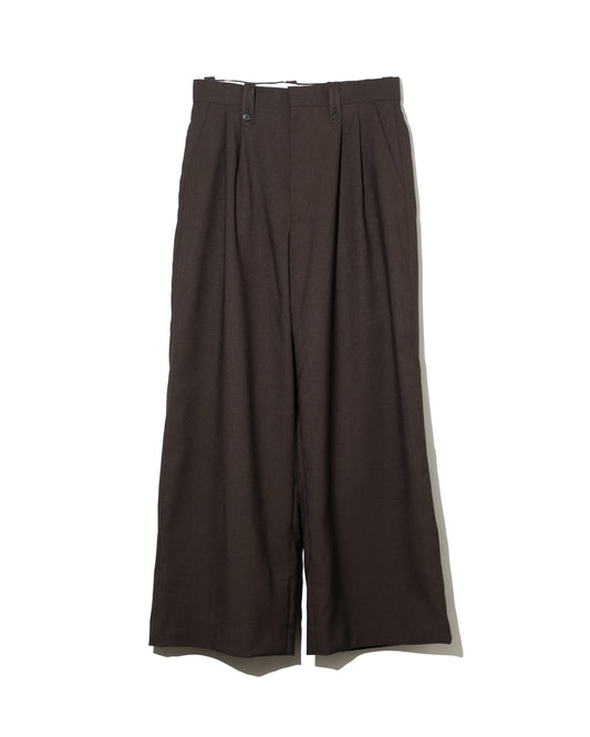 HOLLOW WIDE TROUSERS - DARK BROWN