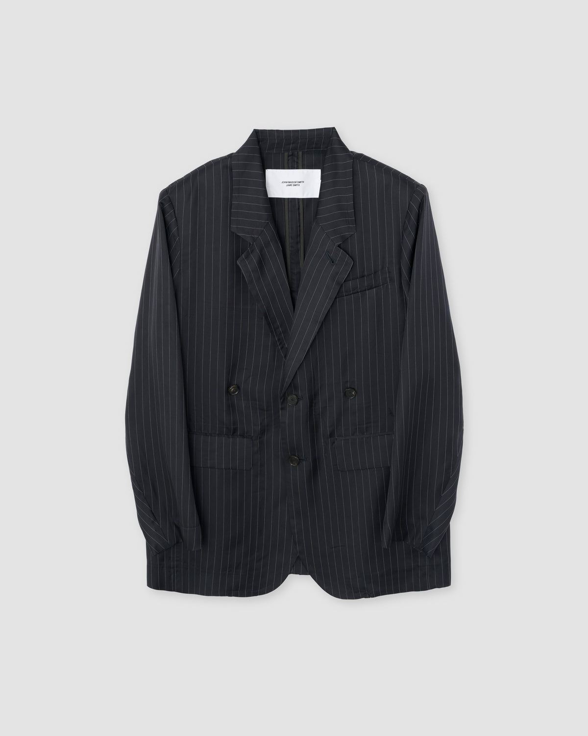 STRIPE CUPRO NOTCH LAPEL JACKET - NAVY STRIPE