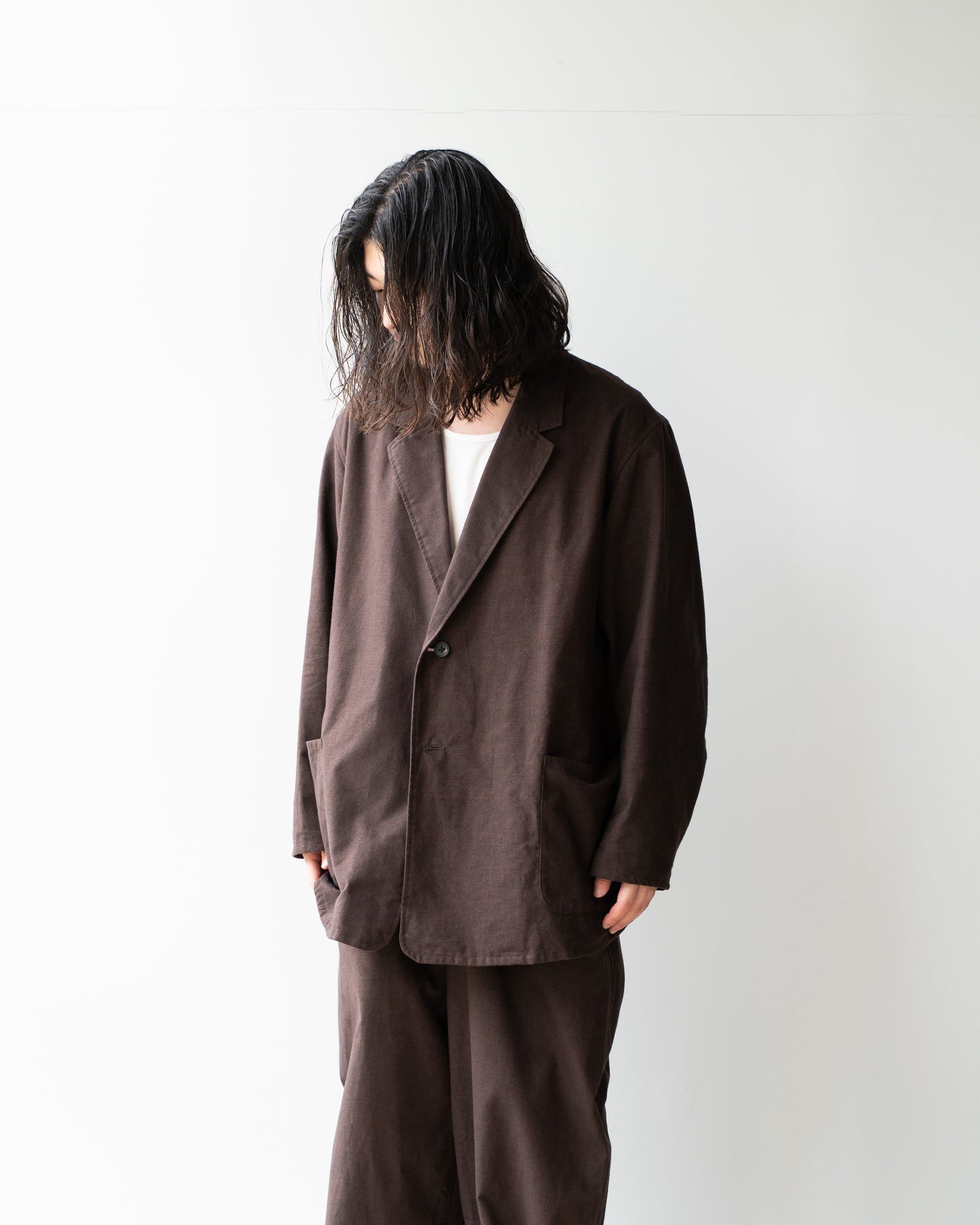 BRUSHED COTTON JACKET - BROWN