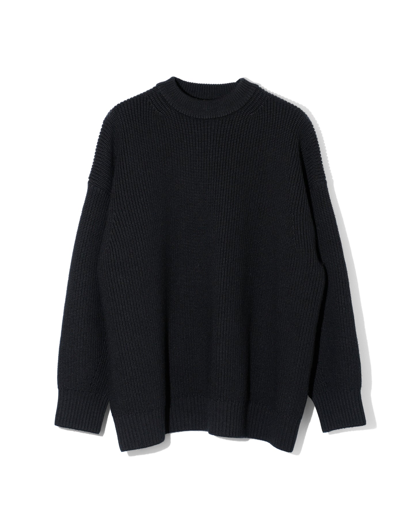 MERINO WOOL CREWNECK KNIT - BLACK
