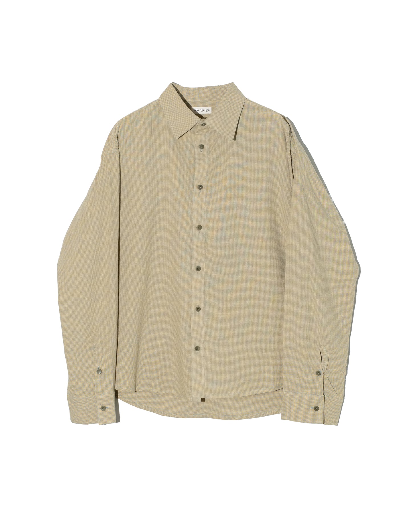 LINEN COTTON RANDAM COLOR HOUNDSTOOTH SHIRT LS - YELLOW×GRAY