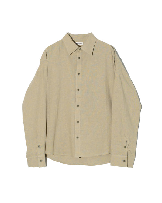 LINEN COTTON RANDAM COLOR HOUNDSTOOTH SHIRT LS - YELLOW×GRAY
