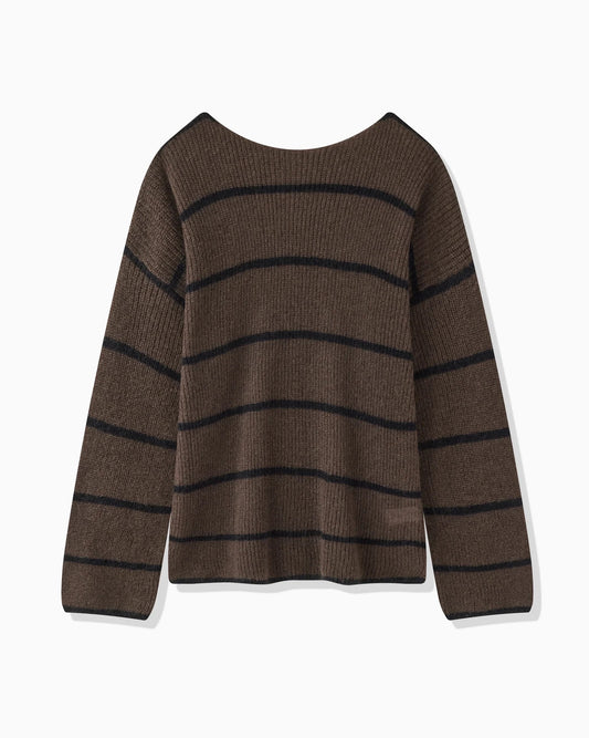 MOHAIR BORDER KNIT - BROWN