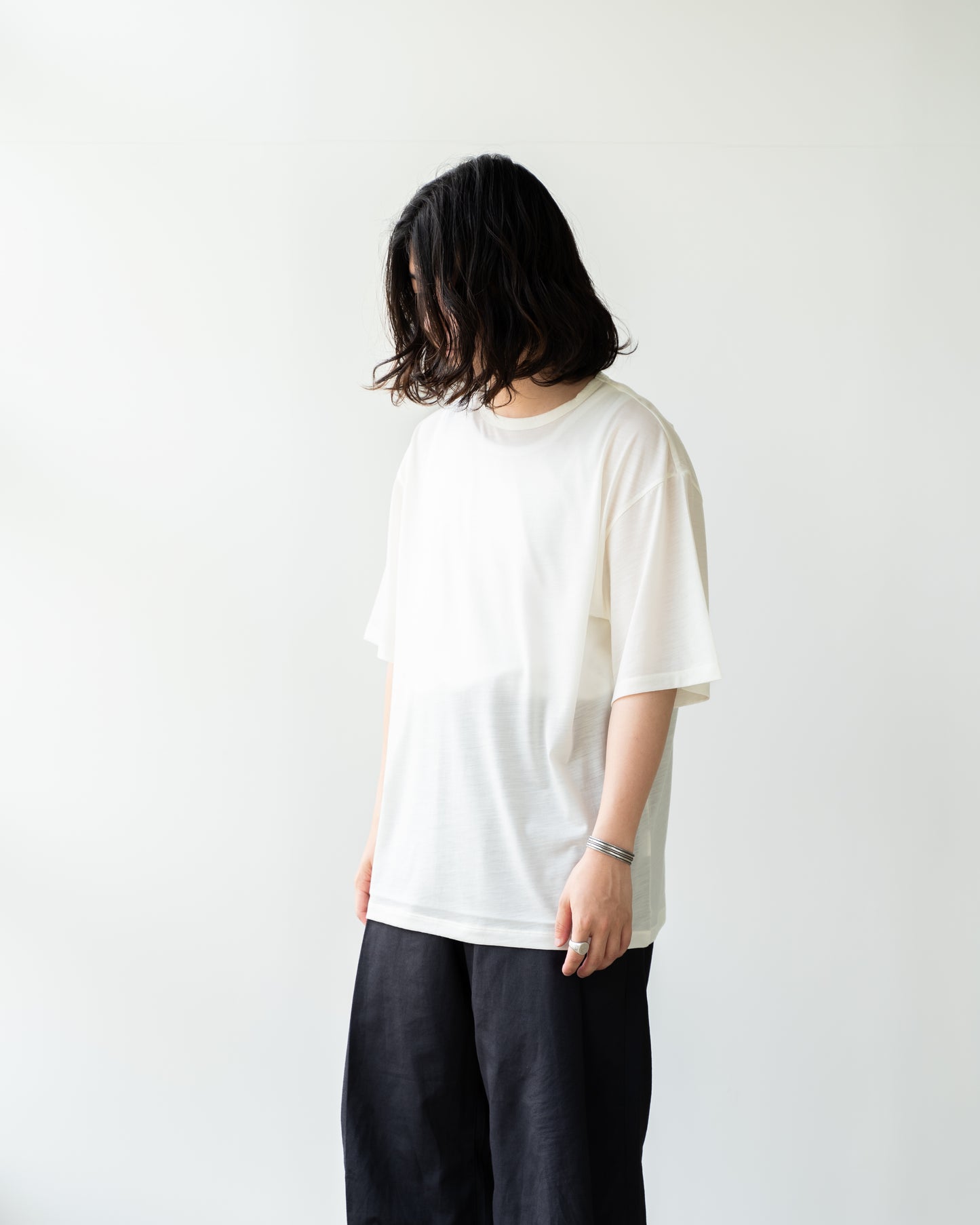 36G WOOL SILKY TEE - WHITE