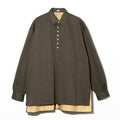 COTTN DYED SATIN OVER SIZE PULL OVER SHIRTS - KHAKI