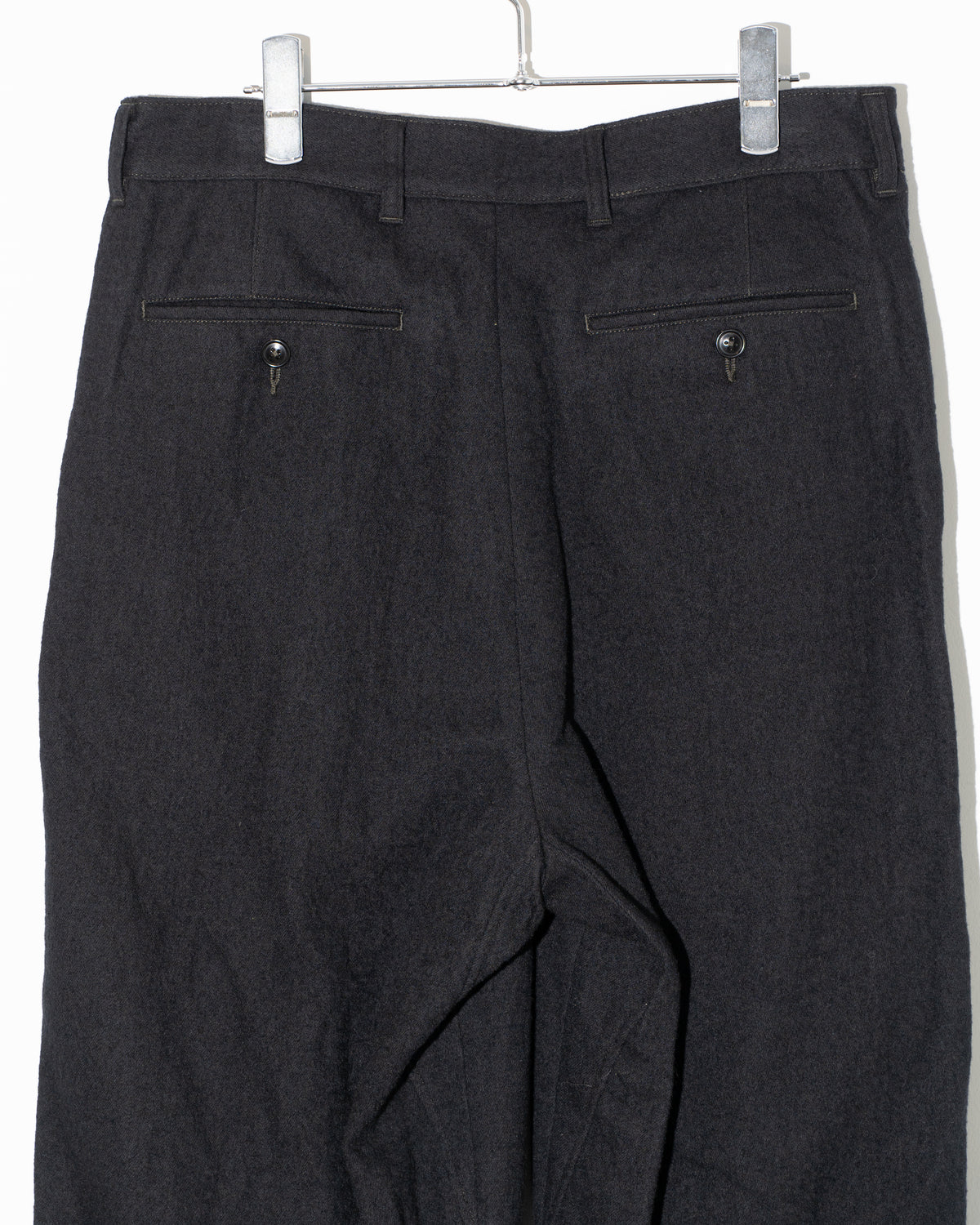 BRUSHED COTTON WOOL TWILL PANTS - BLACK