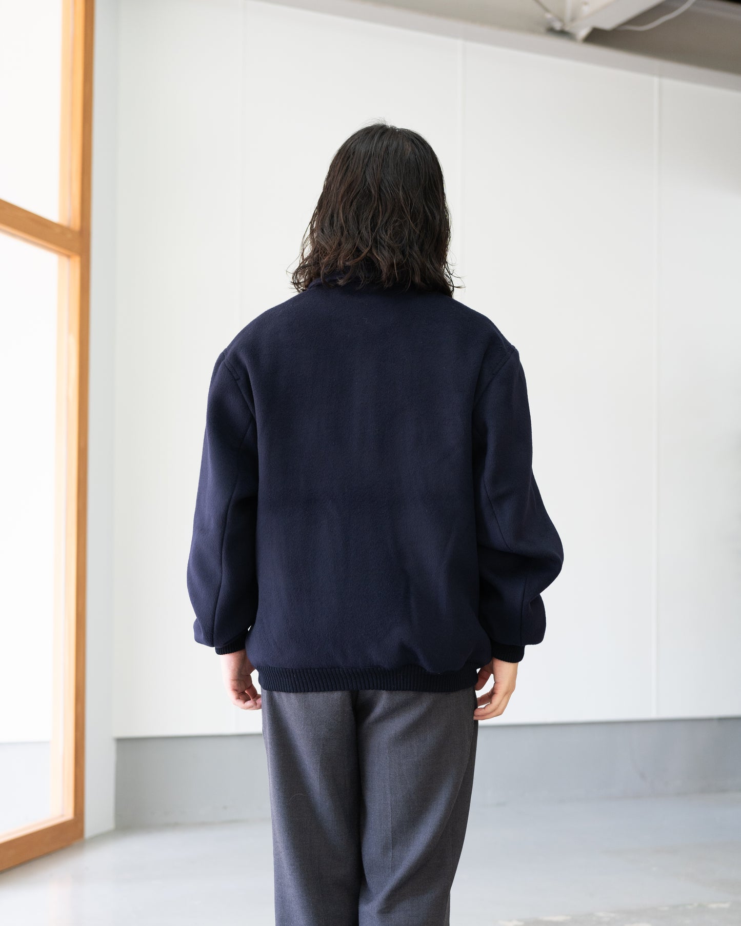 WOOL MELTON BASIC BLOUSON - NAVY