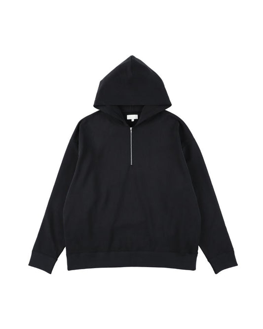 28G CUPRO HALF ZIP HOODIE - BLACK