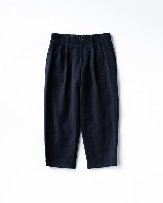 BRITISH MOLESKIN 2 TUCK WIDE PANTS - NAVY