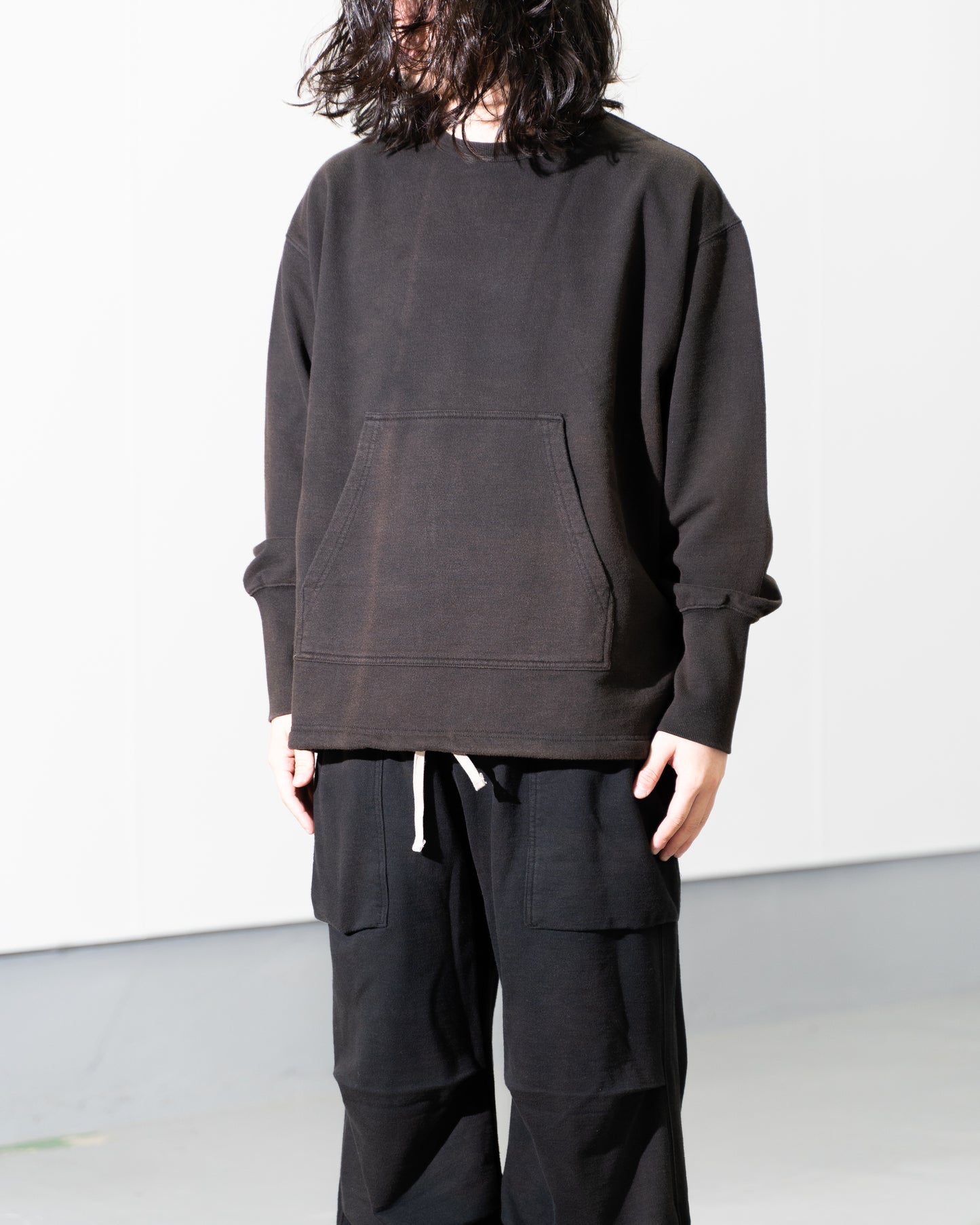 REIMAGINED NEWBOY FLEECE-LINED SWEATSHIRT - BLEACHED BLACK