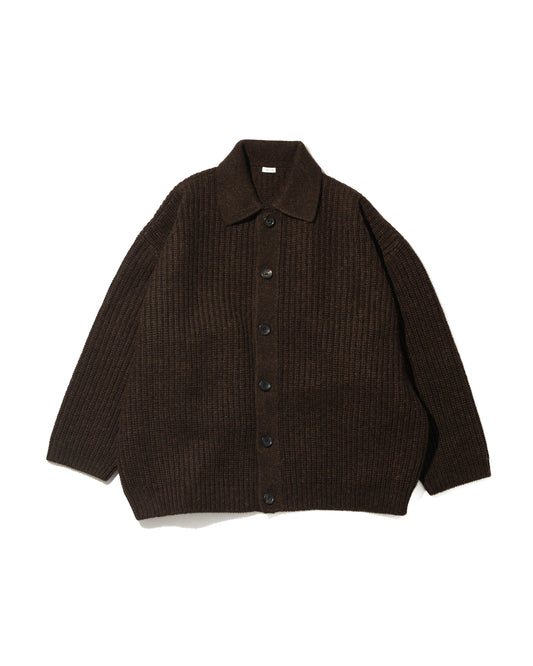 BABY ALPACA KNIT JACKET - BROWN