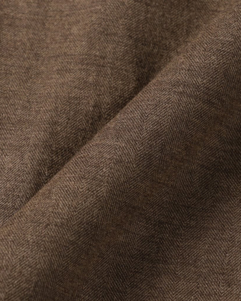 36G WOOL HERRINGBONE DOUBLE JACKET - BROWN