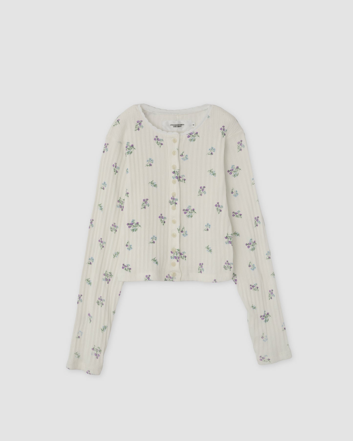 COTTON EYELET RIB FLOWER CARDIGAN - FLOWER
