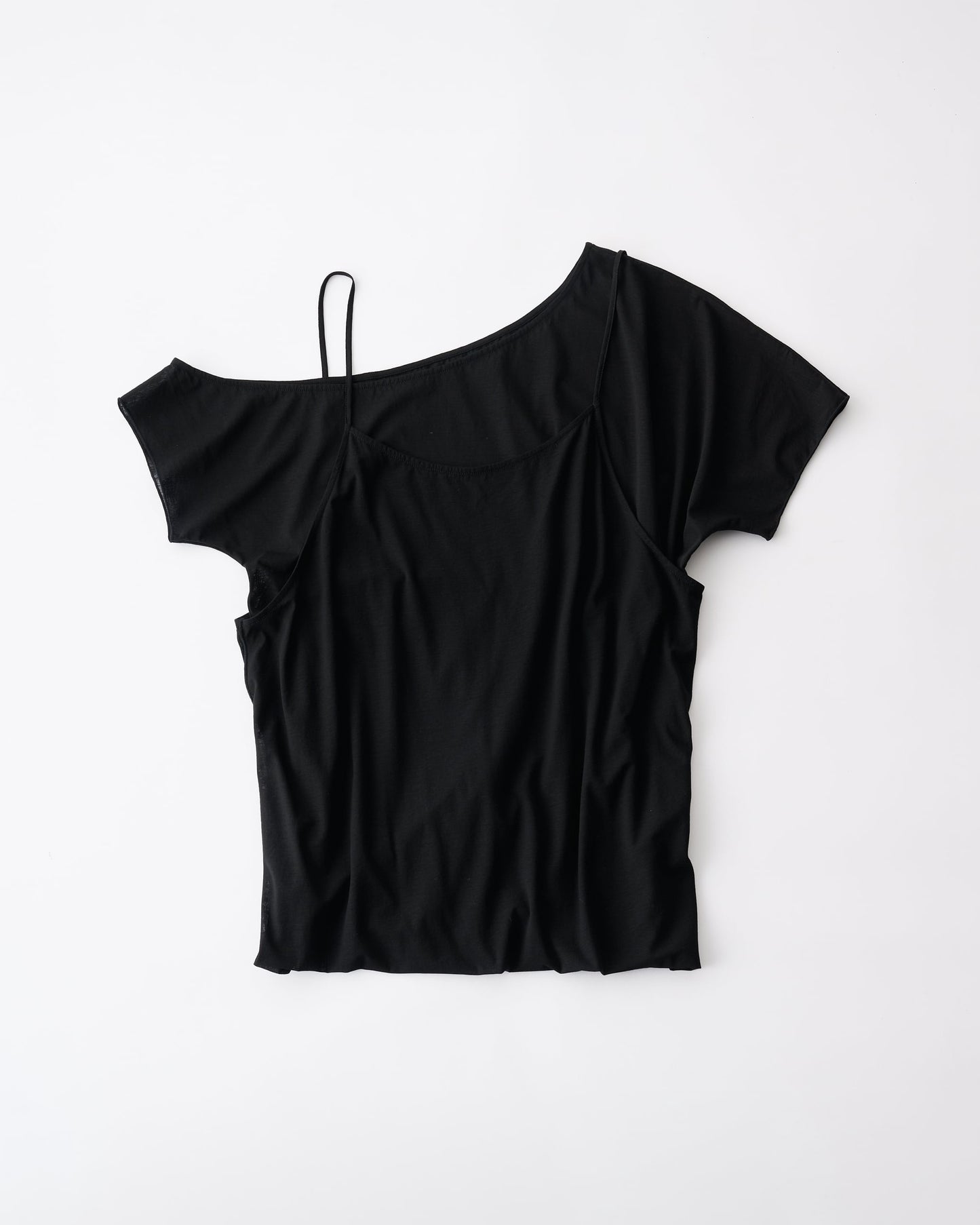 FRESCA ZERO JERSEY 3WAYS LAYERED ONE PIECE T - BLACK