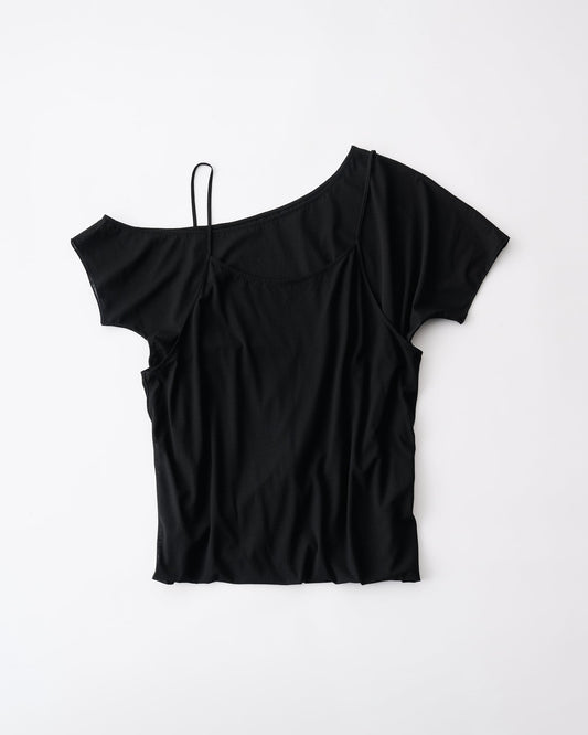 FRESCA ZERO JERSEY 3WAYS LAYERED ONE PIECE T - BLACK