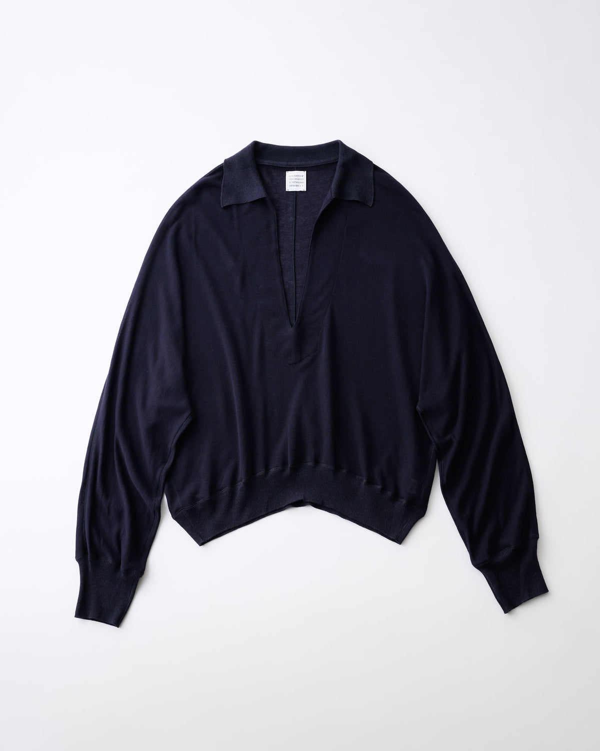 TENCEL CASHMERE SILK KNIT SKIPPER PULLOVER - NAVY