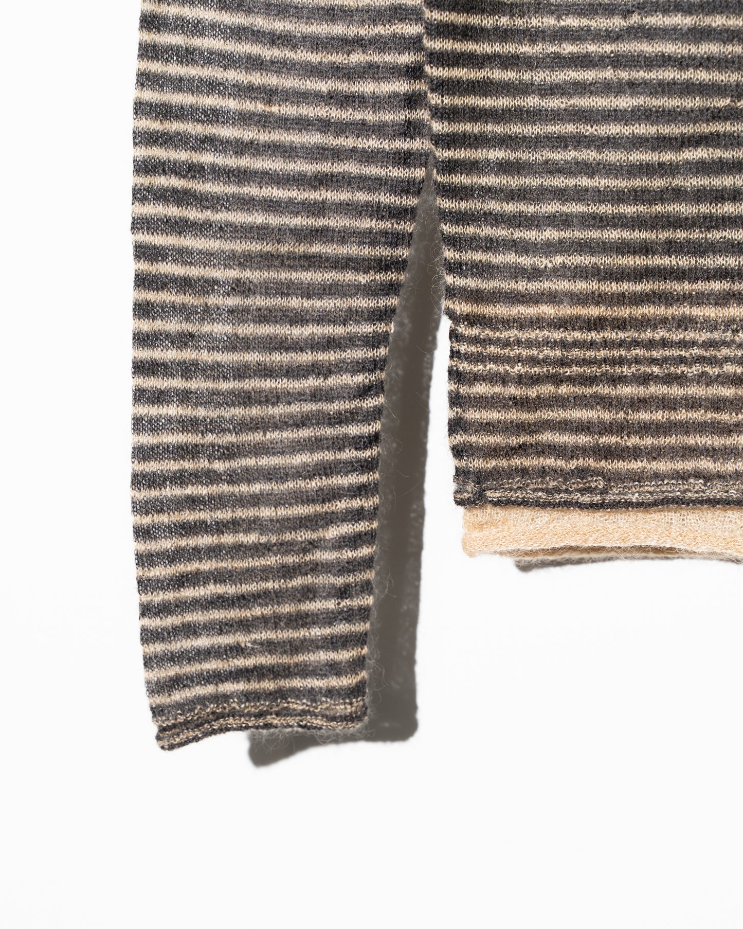 SUPER KID MOHAIR CARDIGAN - BEIGE×CHARCOAL