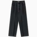 TUCKED DENIM PANTS - BLACK