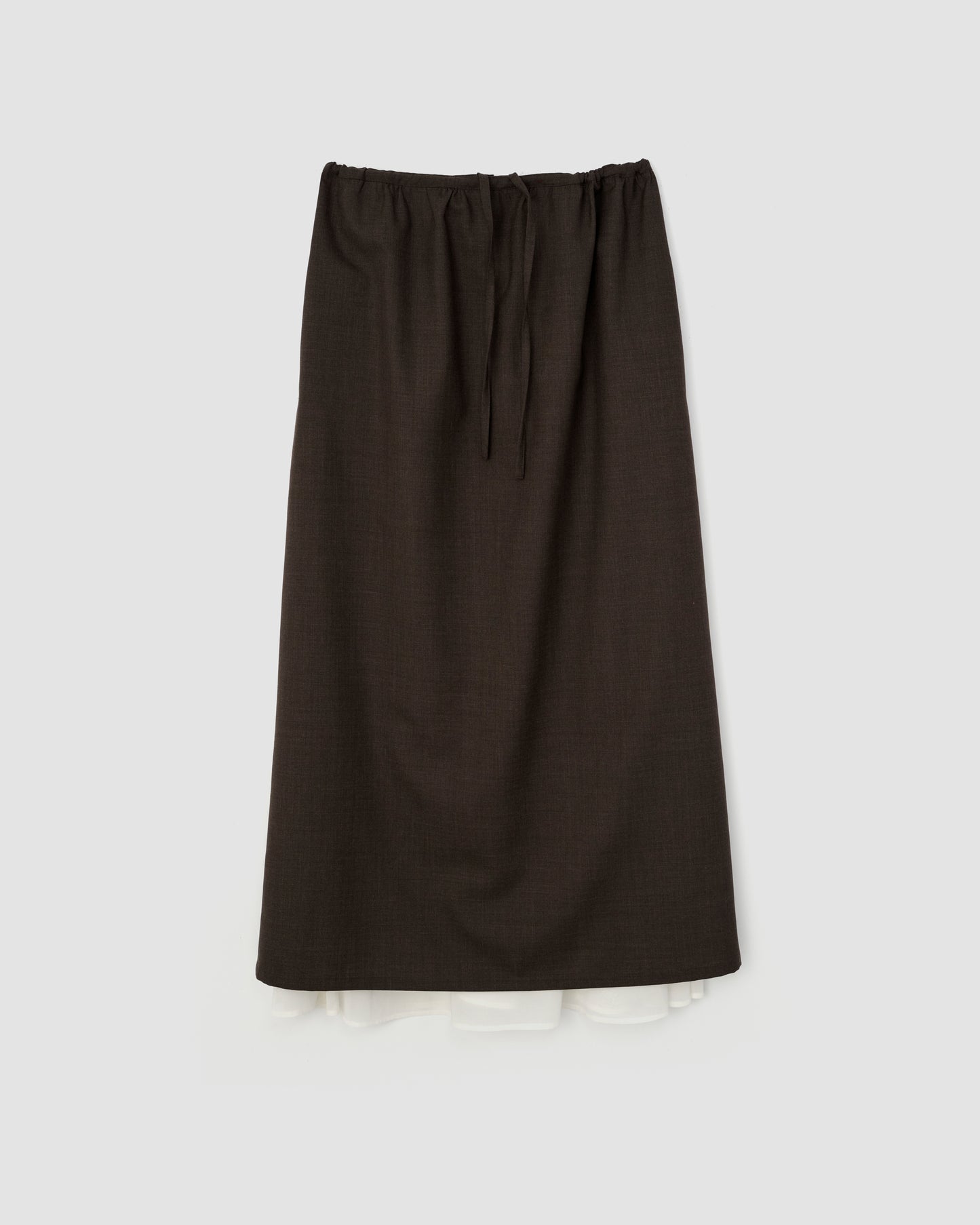 WOOL TROPICAL LAYERED SKIRT - BROWN