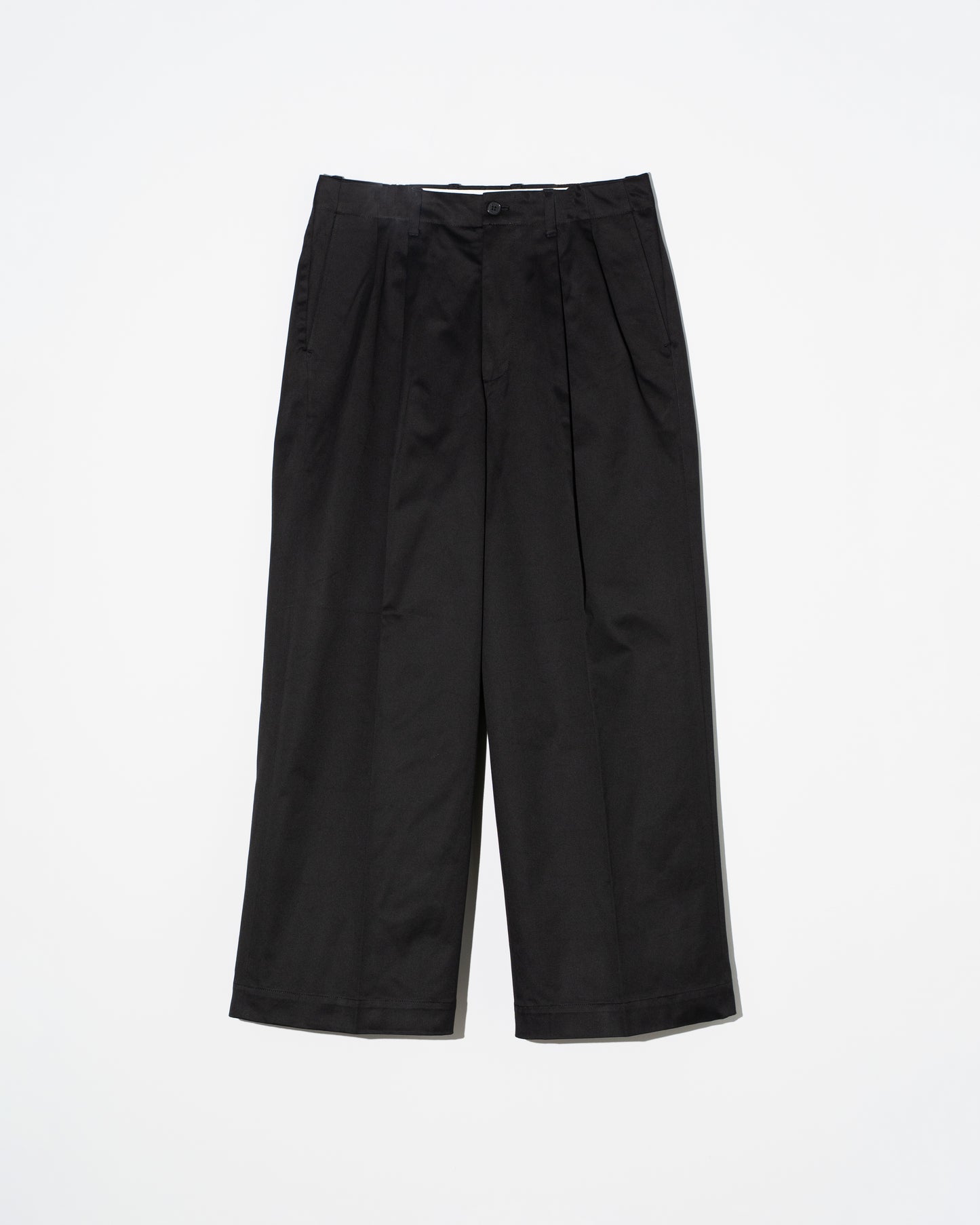 2TUCK WIDE CHINO TROUSERS - BLACK