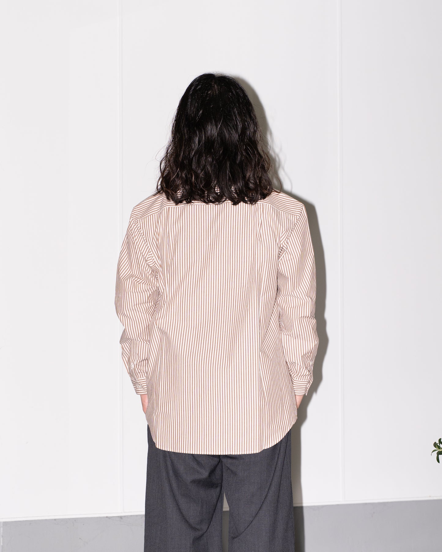 COTTON STRIPE SHIRT - BROWN